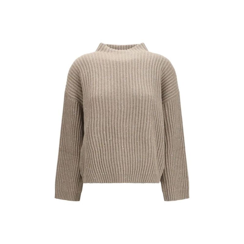 Brunello Cucinelli Beige Wool Oves Aries Women's Turtleneck